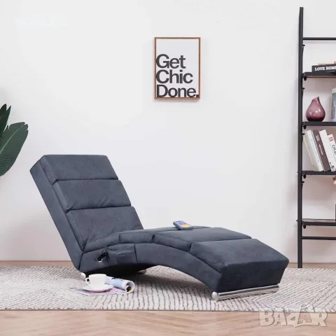 vidaXL Масажираща кушетка, сива, изкуствен велур, снимка 2 - Кушетки - 56146494