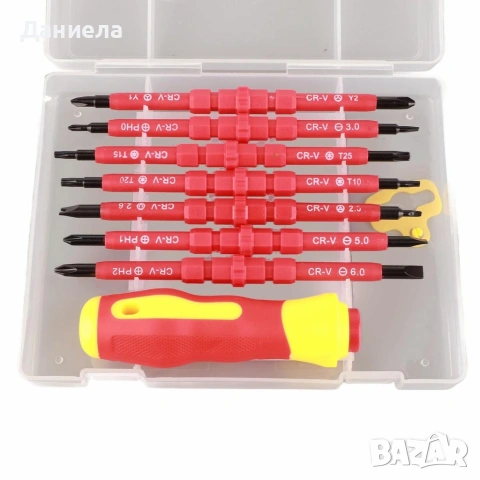 Професионален комплект двустранни изолирани отвертки с дръжка - 14в1, снимка 7 - Отвертки - 53256938