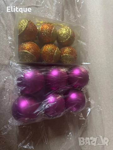 Комплект перлени коледни топки – 6 броя в различни цветове + подарък 6бр златисто блестящи топки, снимка 8 - Декорация за дома - 52650994