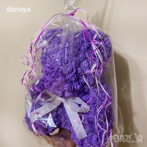 Мече от рози в подаръчна торбичка, РЪЧНА ИЗРАБОТКА, снимка 8 - Декорация за дома - 38837070