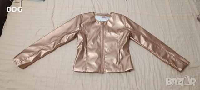 кожено много тънко яке златисто меден цвят