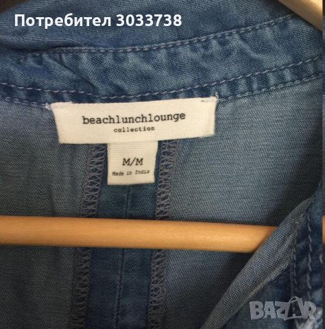 beachlunchlounge Дамска тънка дънкова риза топ с къс ръкав, снимка 4 - Ризи - 41699731