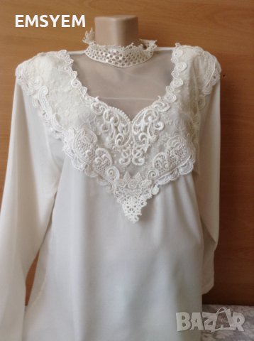 копринена блуза екрю , снимка 2 - Туники - 40690786