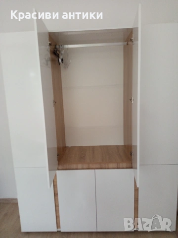 Нов гардероб бял гланц и дьб сонома, снимка 9 - Гардероби - 53210123