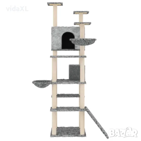 vidaXL Котешко дърво със сизалени стълбове, светлосиво, 191 см, снимка 3 - За котки - 56146321