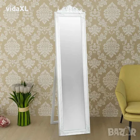 vidaXL Стенно огледало, бароков стил, 160x40 см, бяло, снимка 5 - Огледала - 56146375