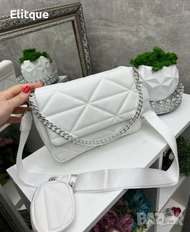 Луксозна дамска чанта с метална дръжка за рамо тип синджир, снимка 2 - Чанти - 52895995