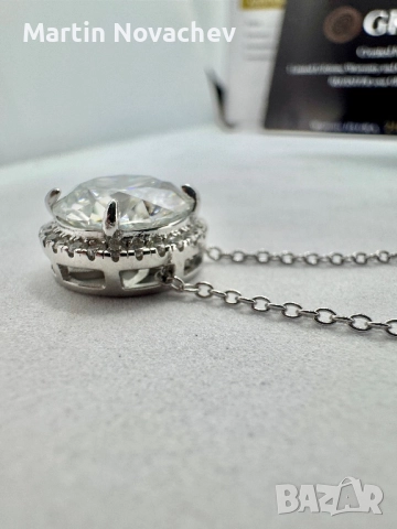 Сребърно колие с мойсанит (Диамант) 5 карата, снимка 14 - Колиета, медальони, синджири - 52253406