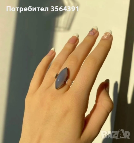 Сребърен пръстен с халцедон, снимка 3 - Пръстени - 52403442