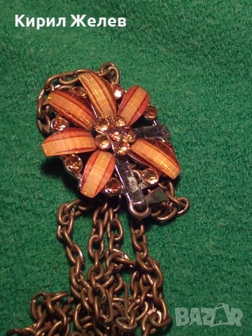 ФЛОРАЛЕН МЕДАЛЬОН - ЦВЕТЕ с ЦИТРИН и ЦВЕТНИ КРИСТАЛИ и ВИНТИДЖ БРОНЗОВА ВЕРИЖКА 25158, снимка 4 - Колиета, медальони, синджири - 35364310