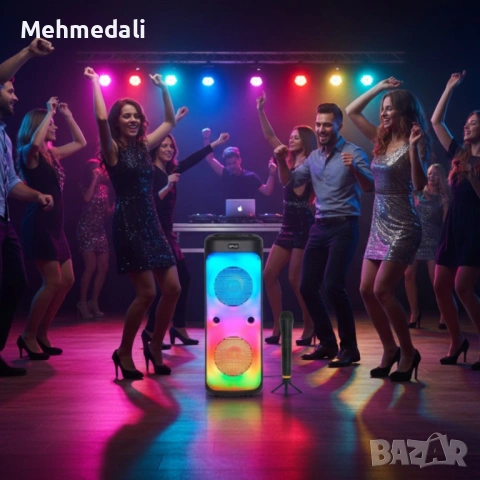 🎤 Караоке тонколона 40W с Bluetooth, микрофон и дистанционно управление, снимка 3 - Караоке - 53159093