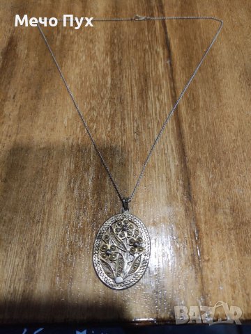 Старо сребърно колие филигран (101), снимка 2 - Колиета, медальони, синджири - 39179916