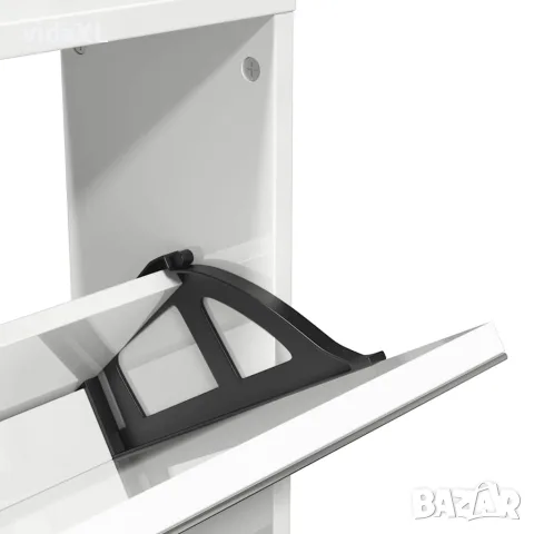 vidaXL Шкаф за обувки с огледало, 5 нива, бял гланц, 63x17x169,5 см, снимка 9 - Шкафове - 56146832