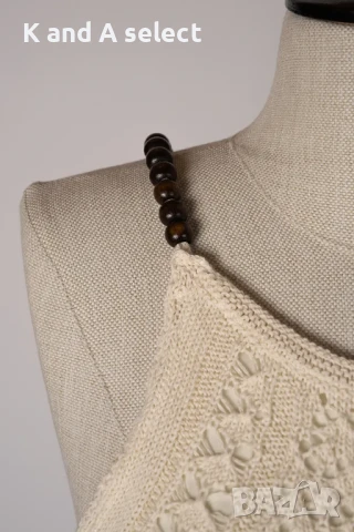 Рокля Плетена с Мъниста – Екрю, снимка 4 - Рокли - 51170494