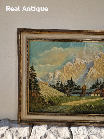 Прекрасна антикварна авторска майсторска картина масло върху платно , снимка 5 - Антикварни и старинни предмети - 52803737