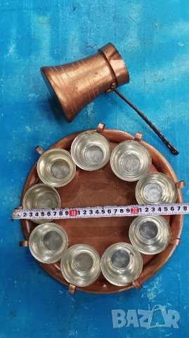 Меден, бакърен сервиз за кафе от 11 части. , снимка 5 - Антикварни и старинни предмети - 42630507