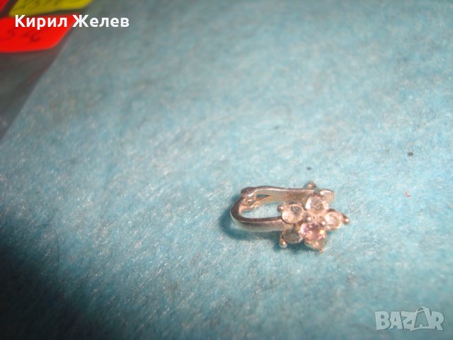 СРЕБЪРНА СКЪПОЦЕННА ФЛОРАЛНА ОБЕЦА ЦВЕТЕ АНГЛИЯ с ФАСЕТИРАНИ ЦИРКОНИ 25105, снимка 11 - Обеци - 35730367