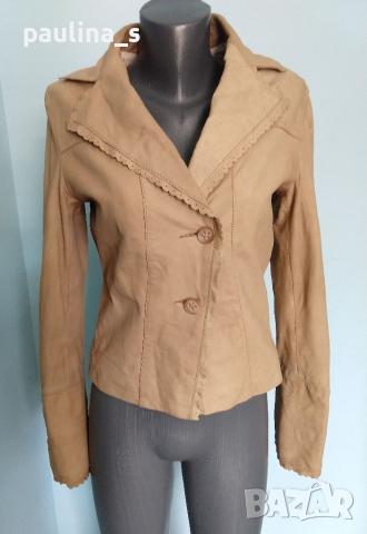 Дизайнерско сако / яке от естествен мек набук "Arma"®leather / малък размер , снимка 2 - Сака - 36148932