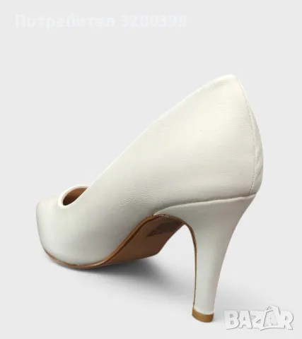 Бели елегантни дамски обувки с ток 8 см – NN50-9 White, снимка 4 - Дамски обувки на ток - 50035819