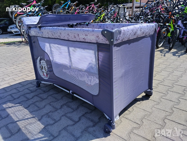 LORELLI Детска кошара на 2 нива с повивалник MOONLIGHT сив, снимка 5 - Кошарки - 53565246