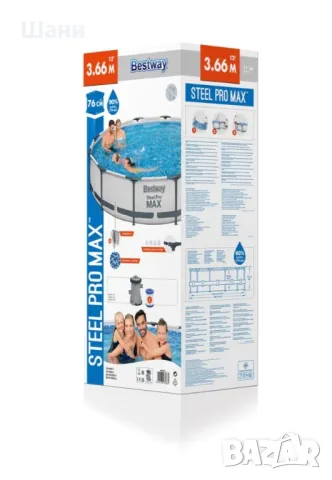 BESTWAY Фамилен басейн с метална рамка STEEL PRO MAX 366x76 см, снимка 2 - Басейни и аксесоари - 49737947