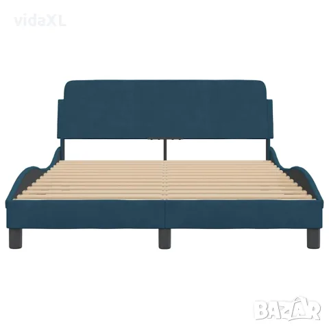 vidaXL Рамка за легло с табла Dover, синя, 120x200 см, кадифе, снимка 4 - Спални и легла - 56147424