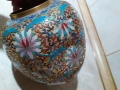 Cloisonne Клоазоне стара ваза буркан бронз клетъчен емайл, снимка 6