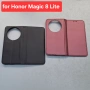 Honor Magic 8 Lite калъф страничен отваряем черен и бордо, снимка 4