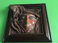 Пано от кожа  „ Маска“ , художник : Огнян Андреев ,техника: кожа и акрил, снимка 2
