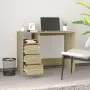 vidaXL Бюро с чекмеджета, сонома дъб, 102x50x76 см, инженерно дърво, снимка 3