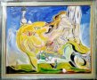 Ръчно рисувана картина от Симеон Пройчев по мотиви от Салвадор Дали- "Le grand masturbador", снимка 1