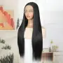 Елегантна черна права перука 70 см с Lace Front дантелен път 13×4×1, снимка 4