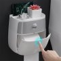 Лепяща пластмасова поставка органайзер за тоалетна хартия с чекмедже, снимка 13