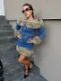 Дънков комплект с пух от две части - яке и пола, снимка 1