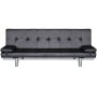 Разтегателен диван с две възглавници, изкуствена кожа, черен, снимка 4