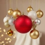 Коледна топка червена матова с брокат Ø15 см_1083027, снимка 2
