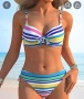 Бикини комплект Beach Focus за жени, моден, цветен, игрив, с регулируеми твърди чашки, връзки, снимка 2