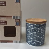Кутия за чай от порцелан с бамбуков капак, снимка 2 - Кутии за съхранение - 40954000