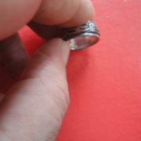 Уникален двоен въртящ сребърен пръстен 925, снимка 5 - Пръстени - 44619625