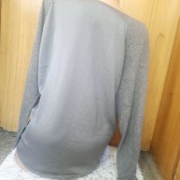 Сива широка блуза с гръб/лице две материи М/Л, снимка 3 - Блузи с дълъг ръкав и пуловери - 34253009