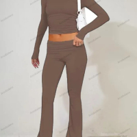 Дамски ежедневен едноцветен моден комплект с дълъг ръкав, 4цвята , снимка 4 - Комплекти - 44737988