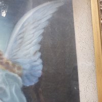 Стара Рисувана Картина на платно в перспектива Ангел пазител на децата, снимка 7 - Колекции - 42192914