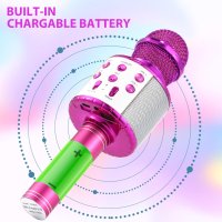 Fede безжичен Караоке Bluetooth микрофон с мигащи цветни LED светлини, снимка 7 - Микрофони - 41966689
