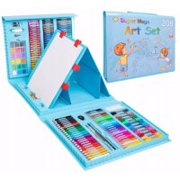 Детски комплект за рисуване в куфар от 208 части / син цвят, снимка 3 - Други - 42220236