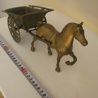 бронзов кон със каруца, снимка 3 - Антикварни и старинни предмети - 36167908
