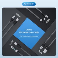  Orico кабел Cable USB C-to-C PD 100W Charging 1.0m Black - C2CZ-BK-10 - 24 месеца гаранция, снимка 18 - Кабели и адаптери - 41291885