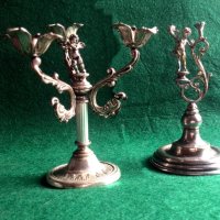 Миниатюрни стари посребрени свещници със херувим -ангел, снимка 5 - Колекции - 44291266