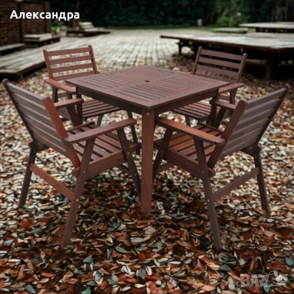 Градински комплект Tirora Muhler Meranti - 5 части, дърво, снимка 1