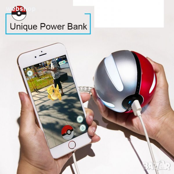 ПРЕНОСИМО ЗАРЯДНО РОWЕR ВАNK 12000MAH ВЪВ ФОРМАТА НА ПОКЕБОЛА pokeball, снимка 1