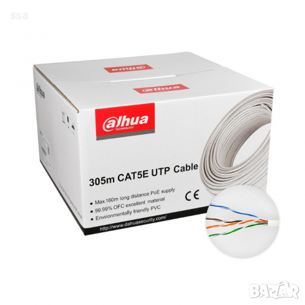 Пач кабел Dahua, UTP, cat.5e, 305м, бял, Лан кабел, снимка 1